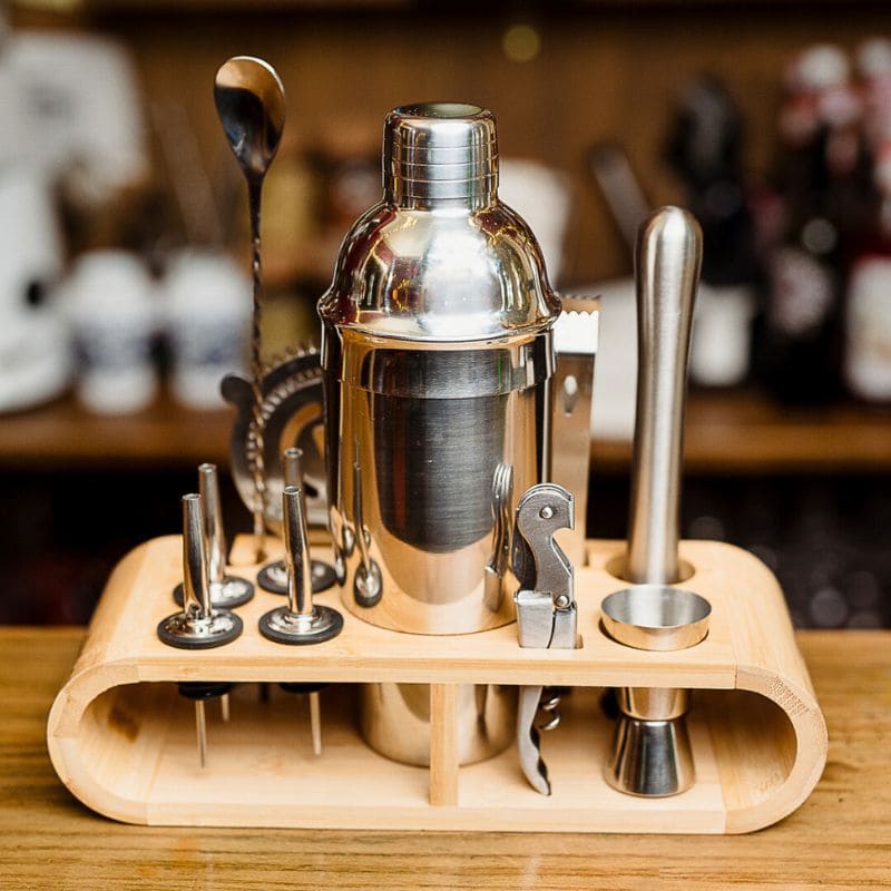 silbernes Cocktailshaker-Geschenkset Barkeeper