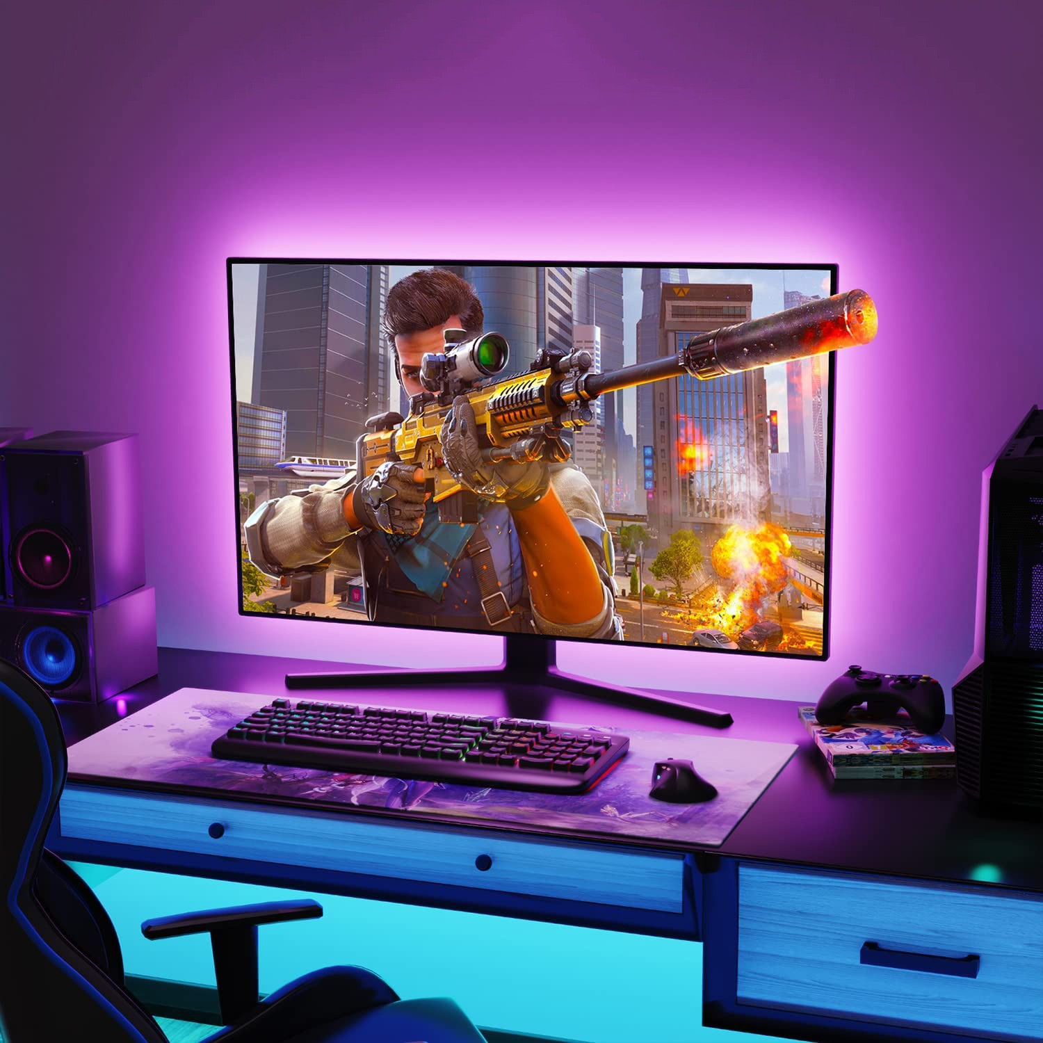 Hintere LED-Hintergrundbeleuchtung des Monitors - PC-Spiele