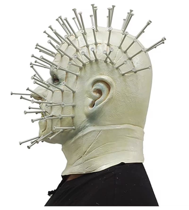 Pinhead Maske Hellraiser mit Nägeln Kopf im Gesicht