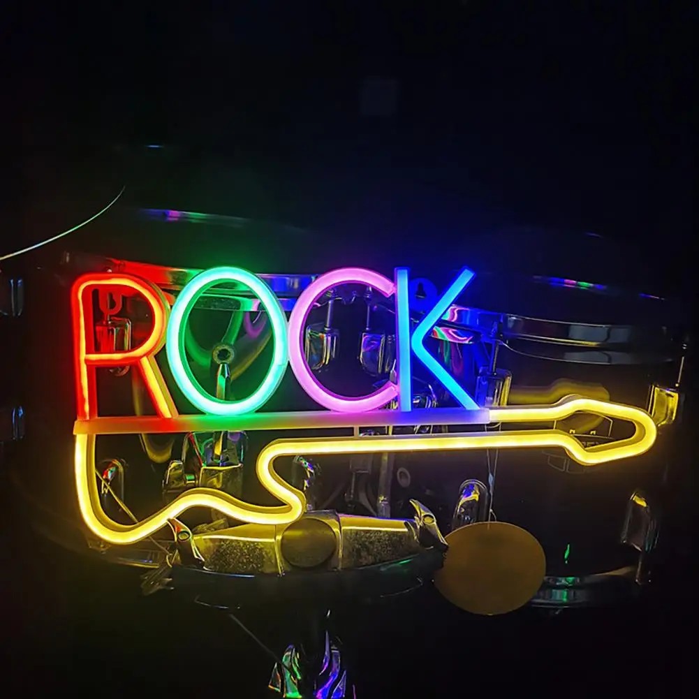 leuchtendes LED-Neon-Logo-Zeichen - Rockgitarre