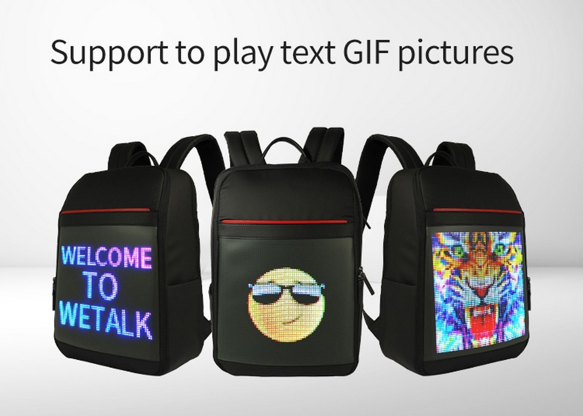 intelligenter Rucksack mit LED-Display-Bildwiedergabe und GIF