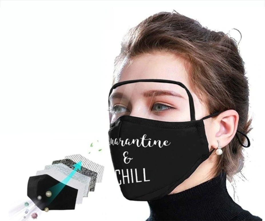 schützende schwarze Maske mit Schild