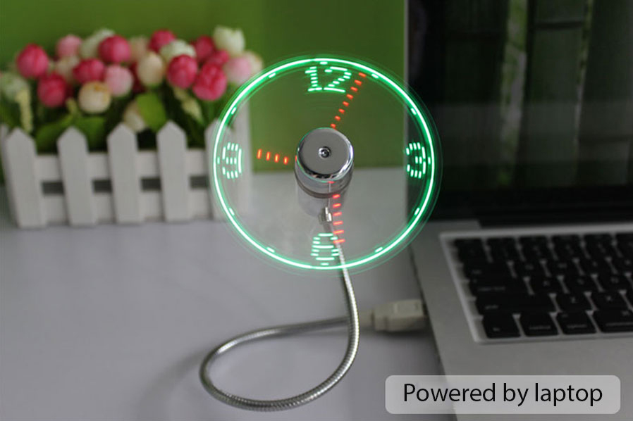 USB-Ventilator mit LED-Uhr