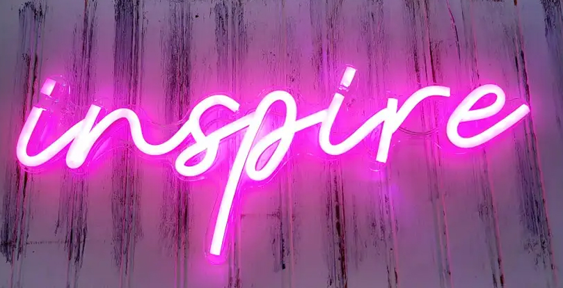 INSPIRE - leuchtendes LED-Schild an der Wand, Neon-Hängeleuchte