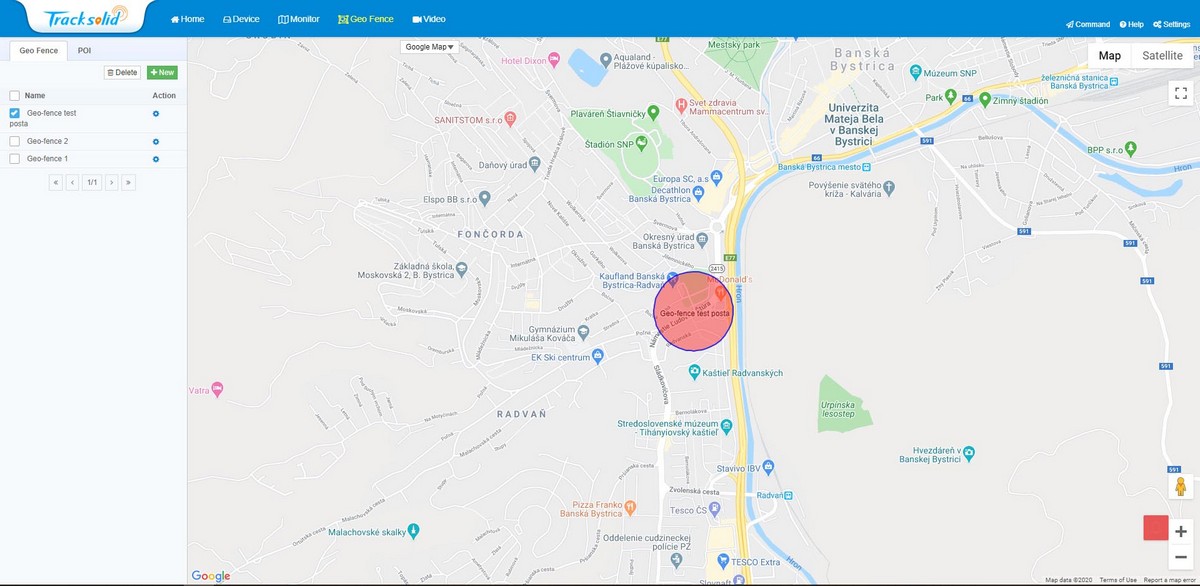 Geofence-Routenmarkierung