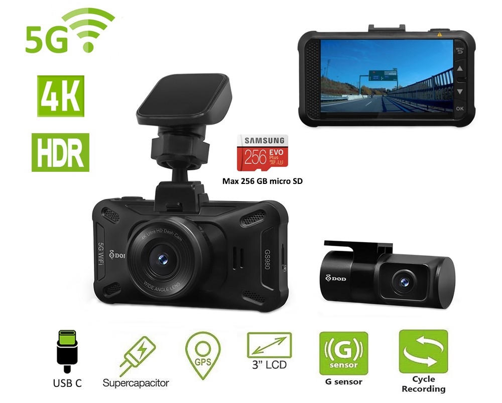 Beste Dashcam vorne und hinten dod gs980d mit 4k