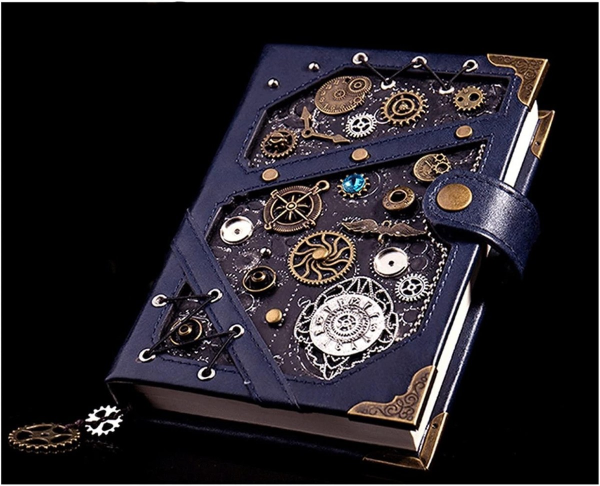 Steampunk-Notizblock-Set – luxuriöser Notizblock aus Öko-Leder