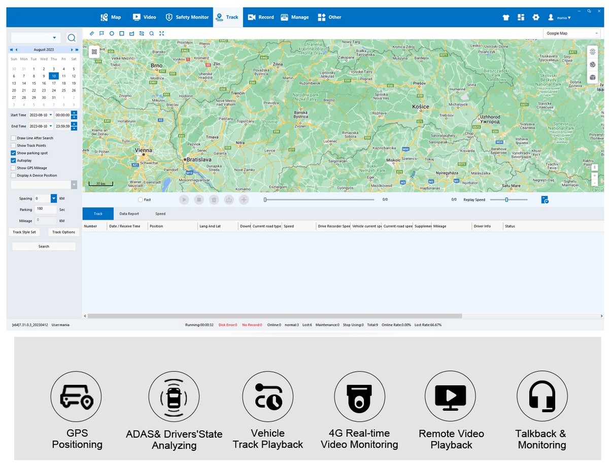 Auto-DVR Profio X7 – CMSV-Plattform