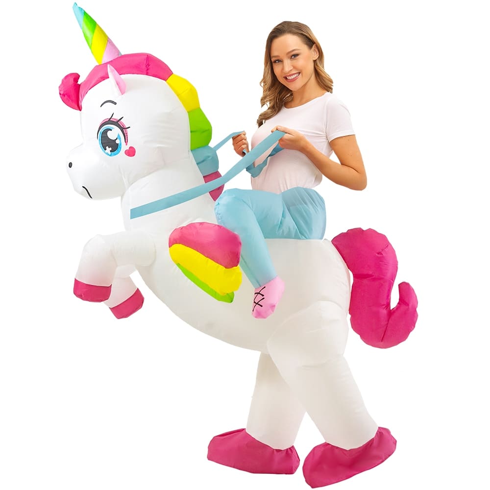 Aufblasbares Einhorn Kostüm - Werbefigur (Anzug) aufblasbar mit Ventilator