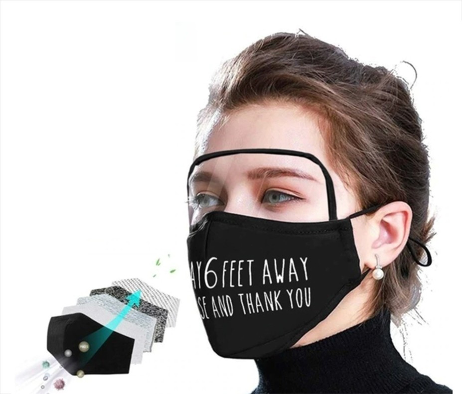 schwarze Maske mit Schild