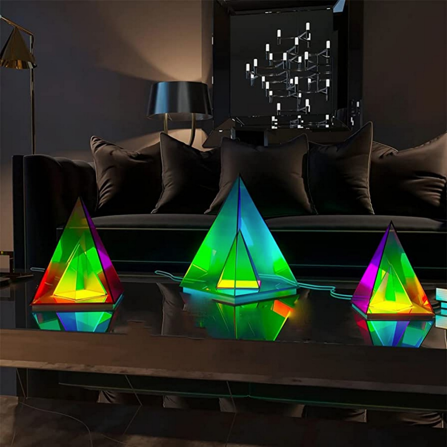 3D LED Lampe Pyramide LED Licht bunt für Tisch